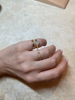 Diamond Ring with Rope Detail, 18K Gold, 0.18cts diamonds