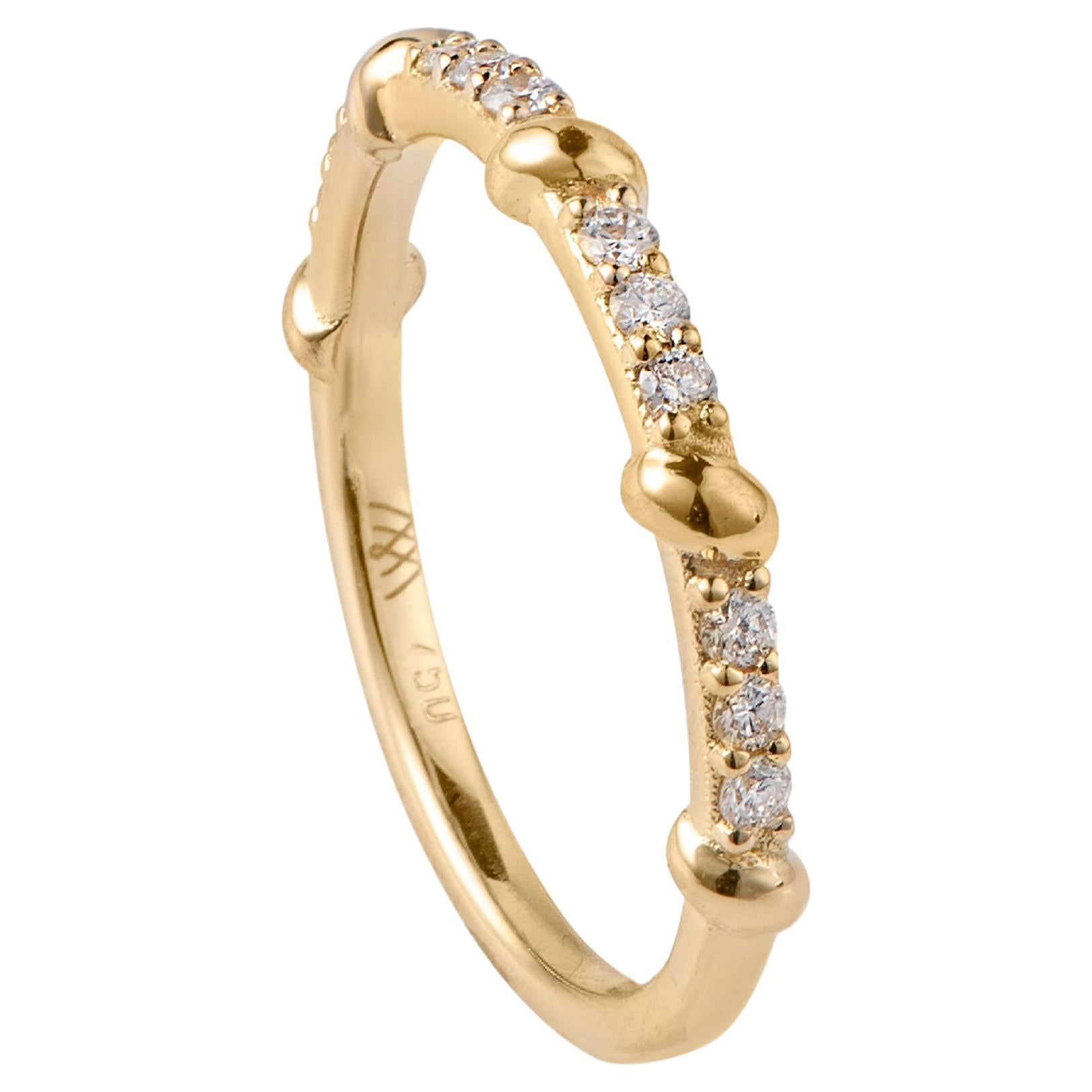 Diamond Ring with Rope Detail, 18K Gold, 0.18cts diamonds