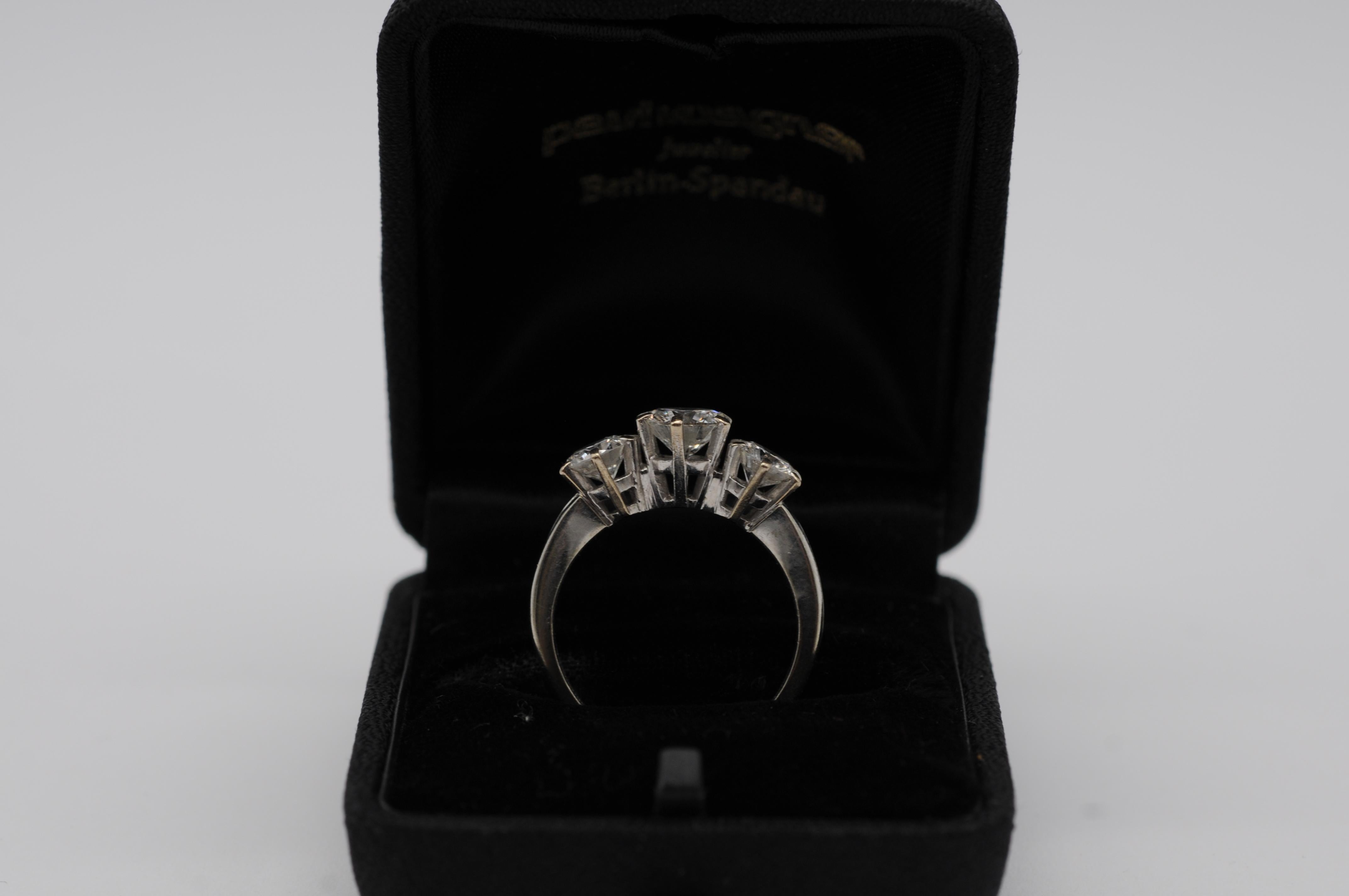 Anello con tre diamanti IF (internally flawless), colore:F in vendita 10