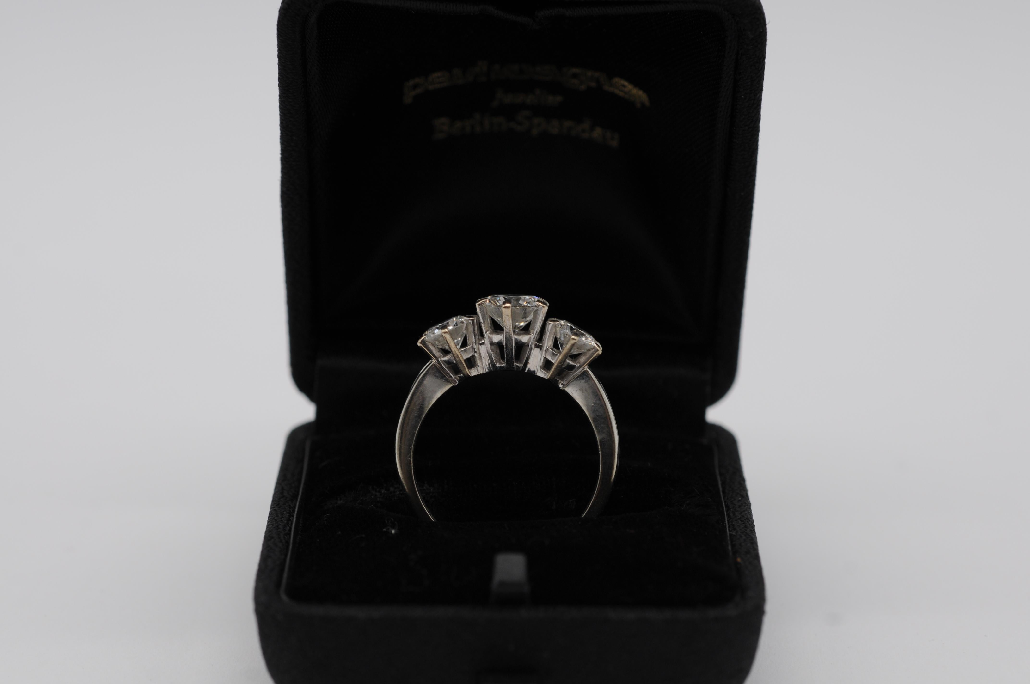 Anello con tre diamanti IF (internally flawless), colore:F in vendita 11