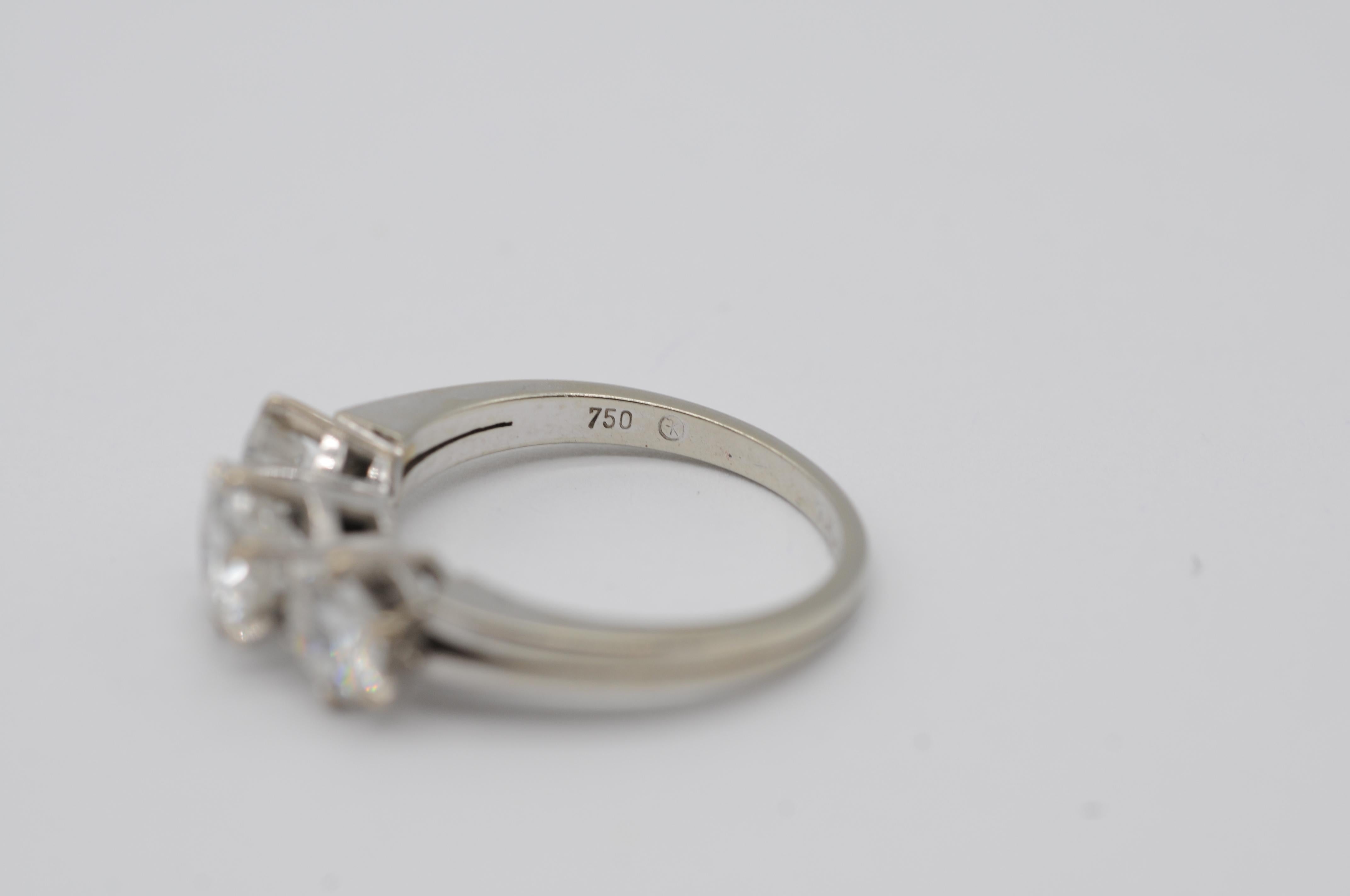 Anello con tre diamanti IF (internally flawless), colore:F in vendita 13