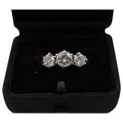 Diamond Ring with Three IF(internally flawless) Diamonds, Color:F