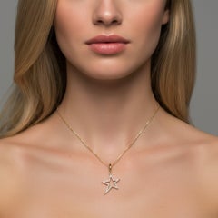 Diamond Rise Star 14K (or 18k upon request) Yellow Gold Pendant Necklace