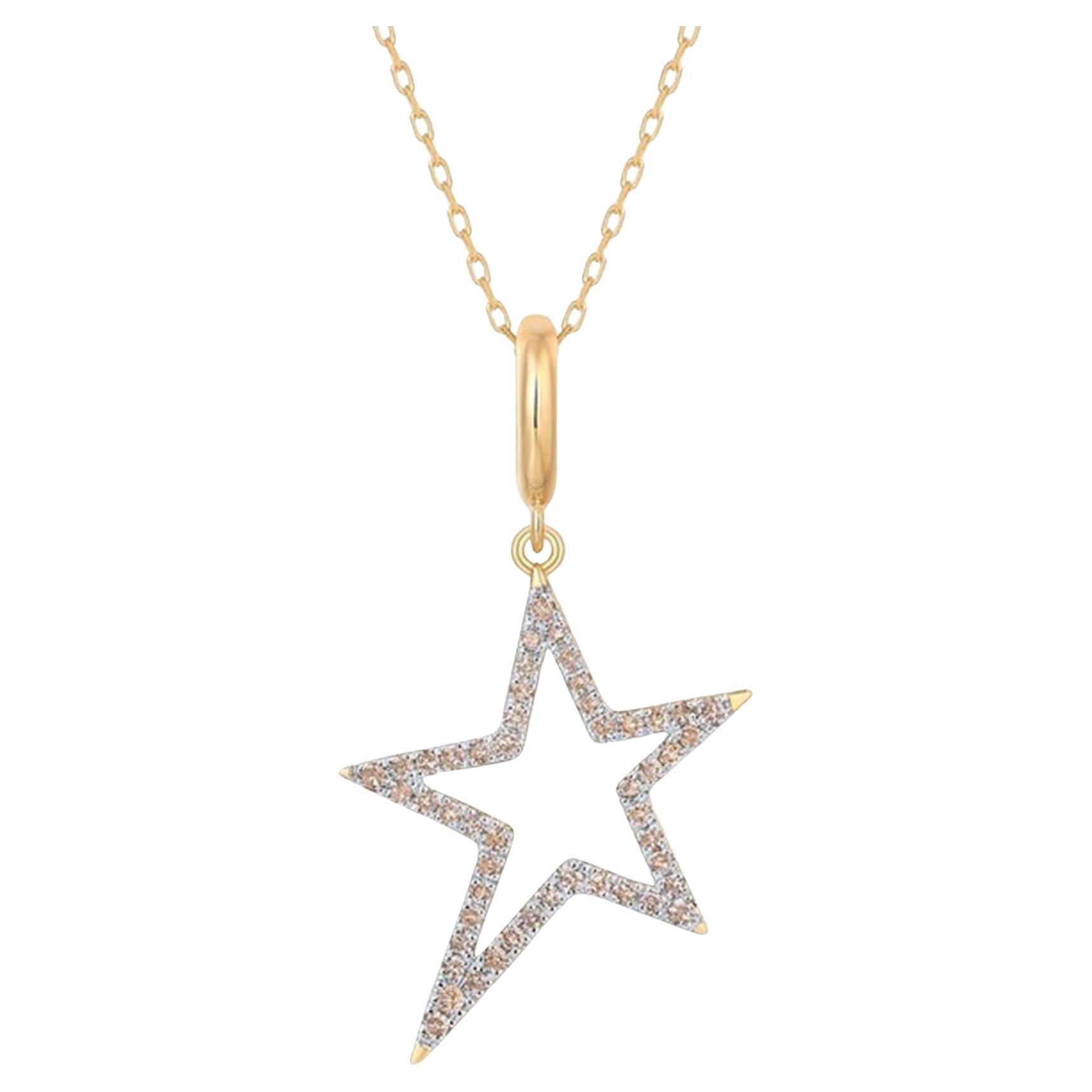 0.30ctw Diamond Star 14K Yellow Gold Pendant Necklace