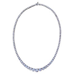 Diamant-Halskette Riviera 24,12 Karat insgesamt in 4-Zinken 18k Weißgold-Fassung