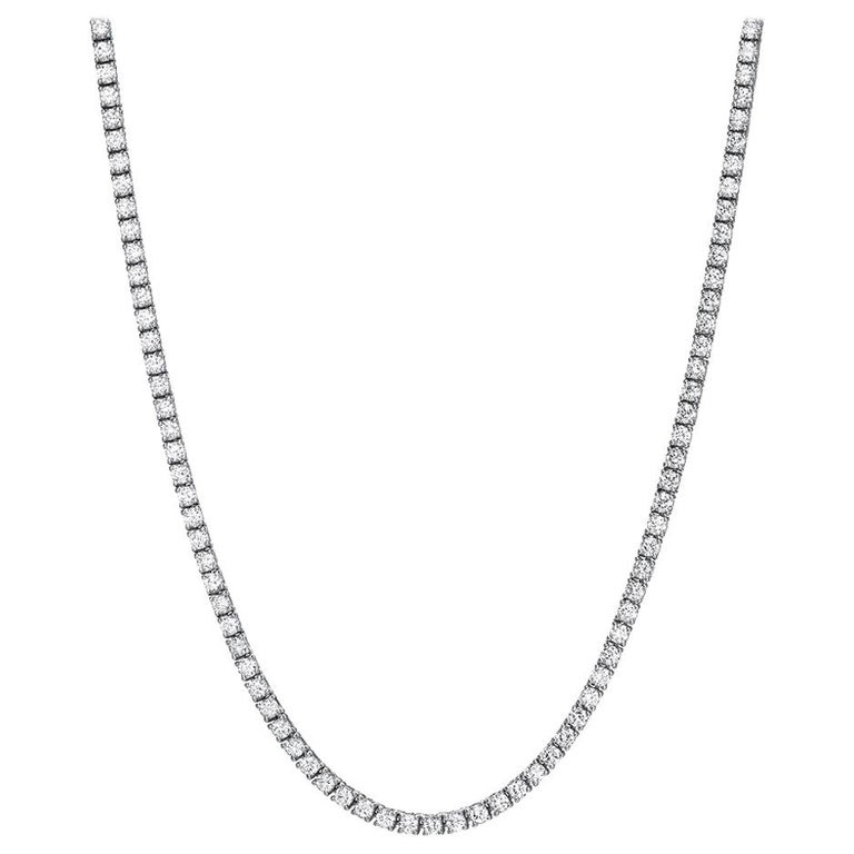 Diamond Tennis Necklace 4.68 Carat G H VS2 SI1 Rose Gold For Sale at  1stDibs | tennis necklace rose gold