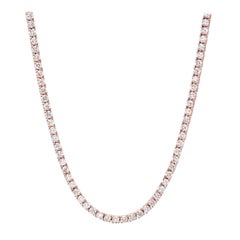 Used Diamond Tennis Necklace 4.68 Carat G H VS2 SI1 Rose Gold