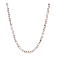 Diamond Tennis Necklace 4.68 Carat G H VS2 SI1 Rose Gold