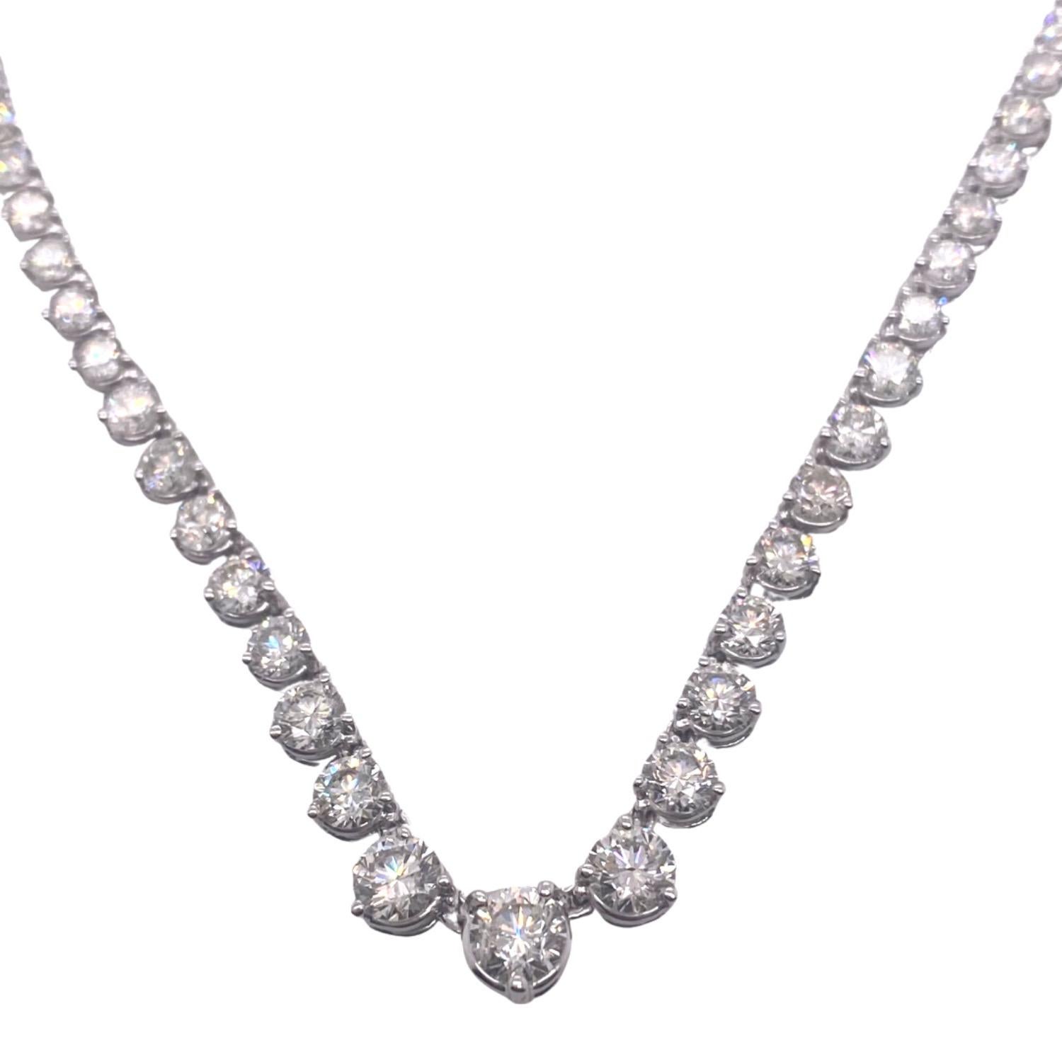 Round Cut Diamond Riviera Necklace 7.00 tcw in 14kt White Gold