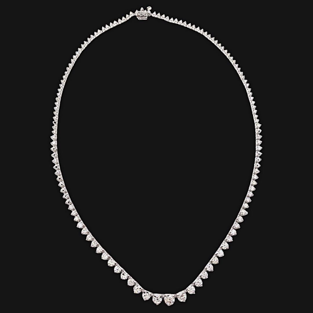 Diamond Riviera Necklace 7.00 tcw in 14kt White Gold In Excellent Condition In San Diego, CA