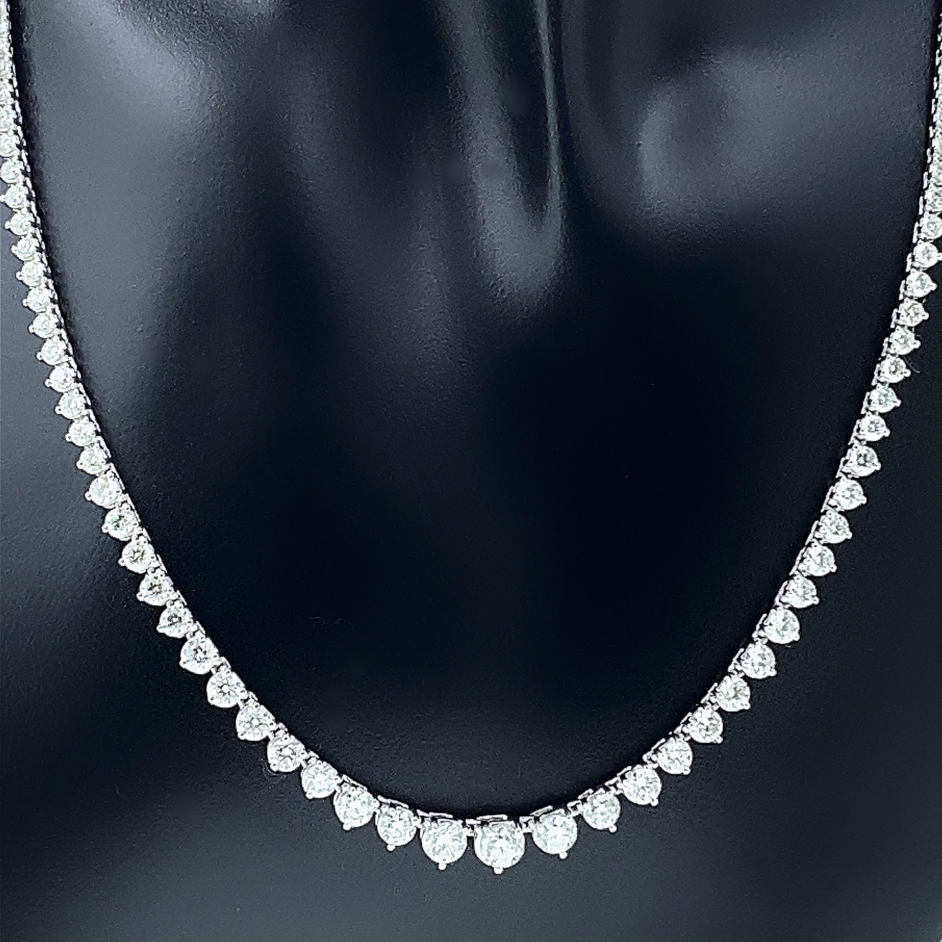 Women's or Men's Diamond Riviera Necklace 7.00 tcw in 14kt White Gold