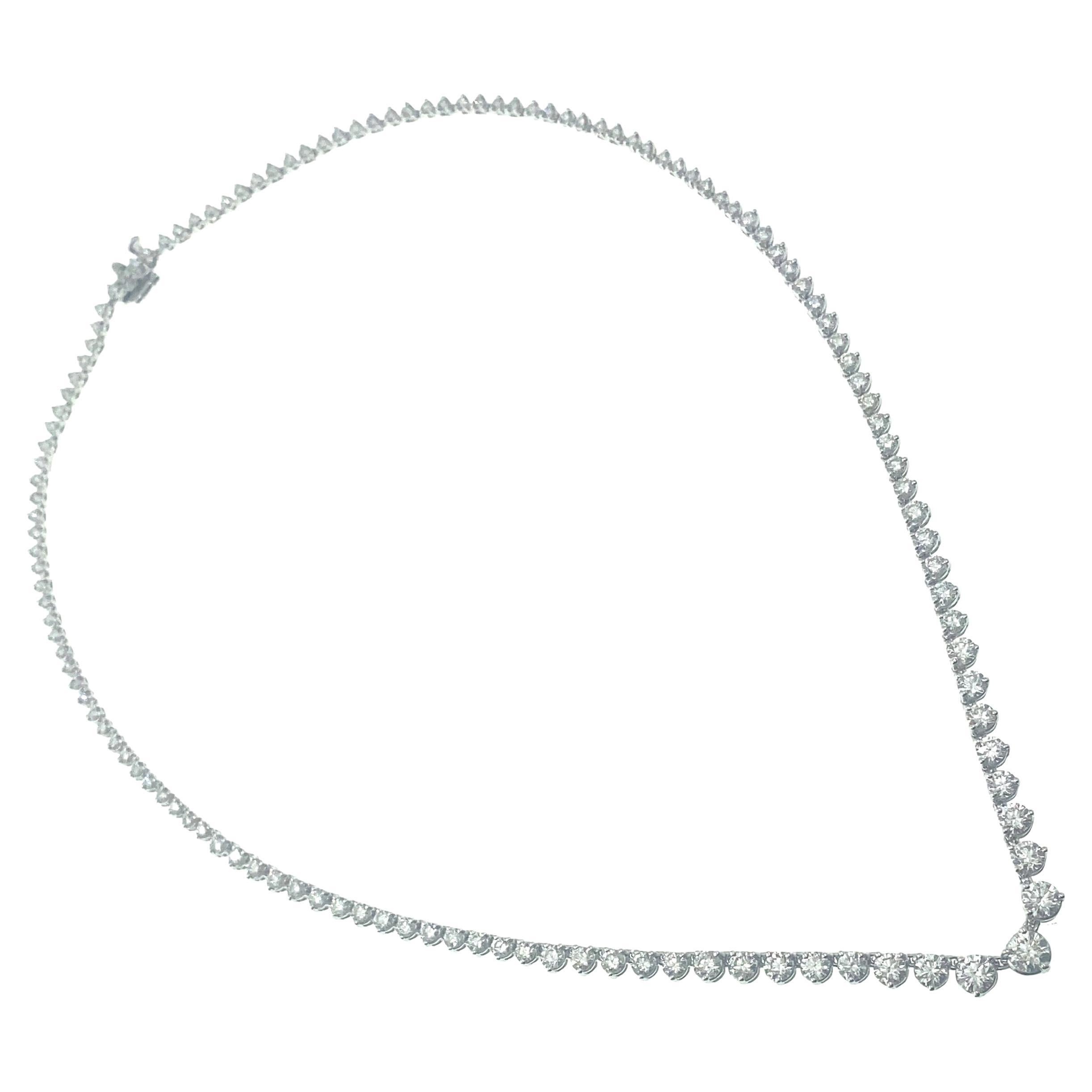 Diamond Riviera Necklace 7.00 tcw in 14kt White Gold