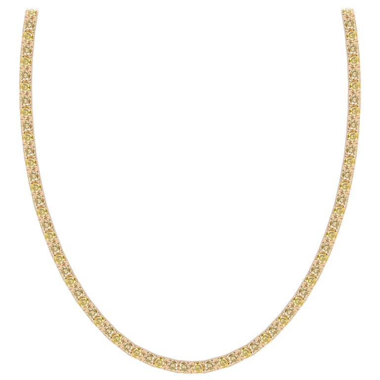 Yellow Diamond Riviera Necklace in 18K Gold For Sale at 1stDibs