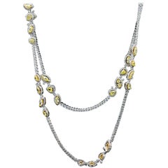 Diamond Riviera Necklace with Yellow Diamond Stations