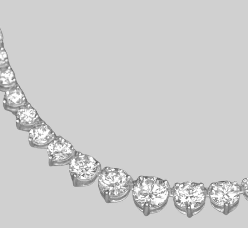 Diamond Three Claws 18 Carat White Gold Tennis Line Necklace MADE IN ITALY For Sale 1