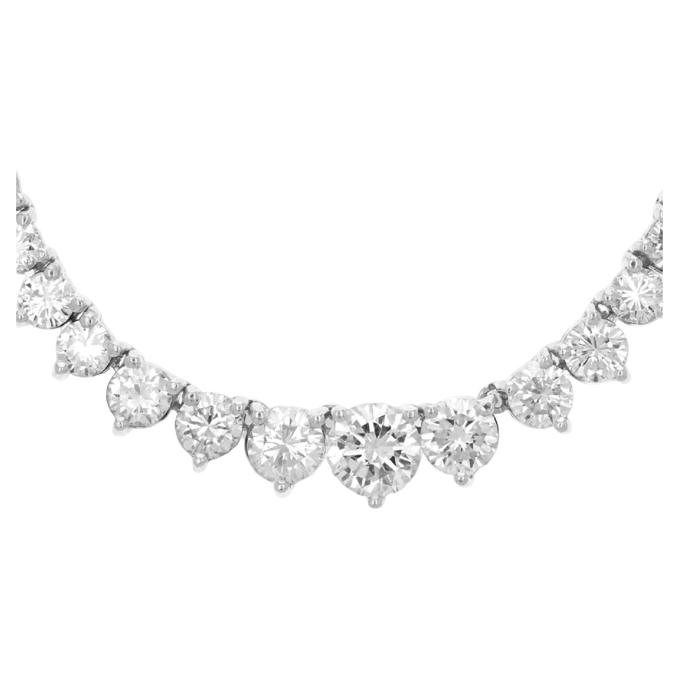 Collier ligne tennis à trois griffes en or blanc 18 carats avec diamants, fabriqué en ITALIE