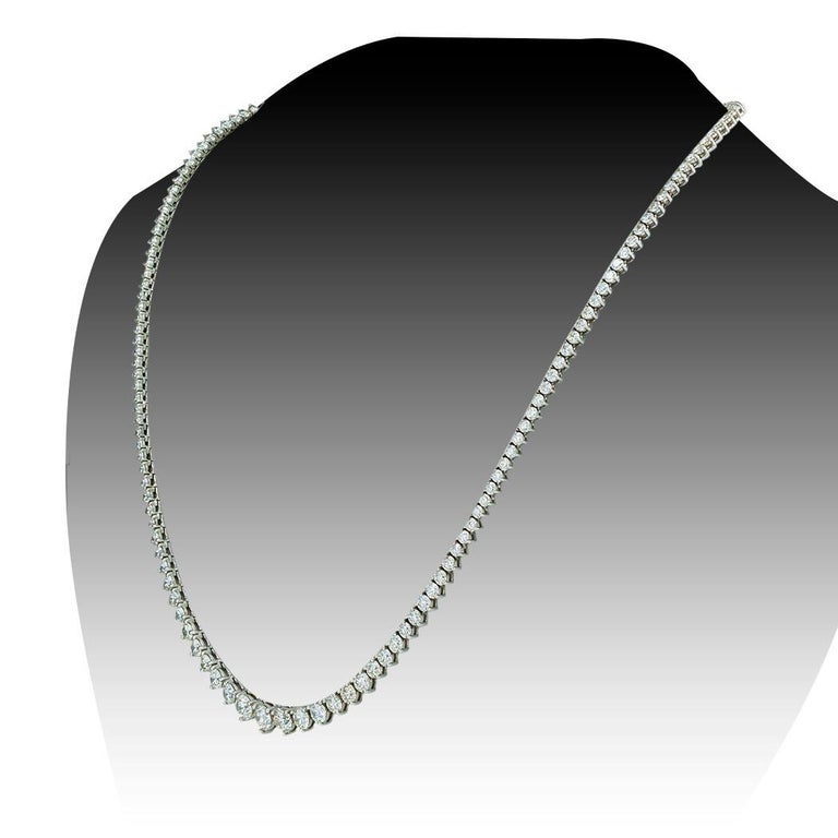 Contemporary Diamond Riviere 8.50 Carats White Gold Necklace For Sale