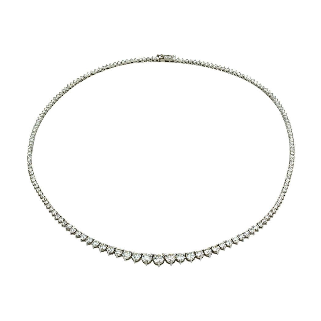 Round Cut Diamond Riviere 8.50 Carats White Gold Necklace