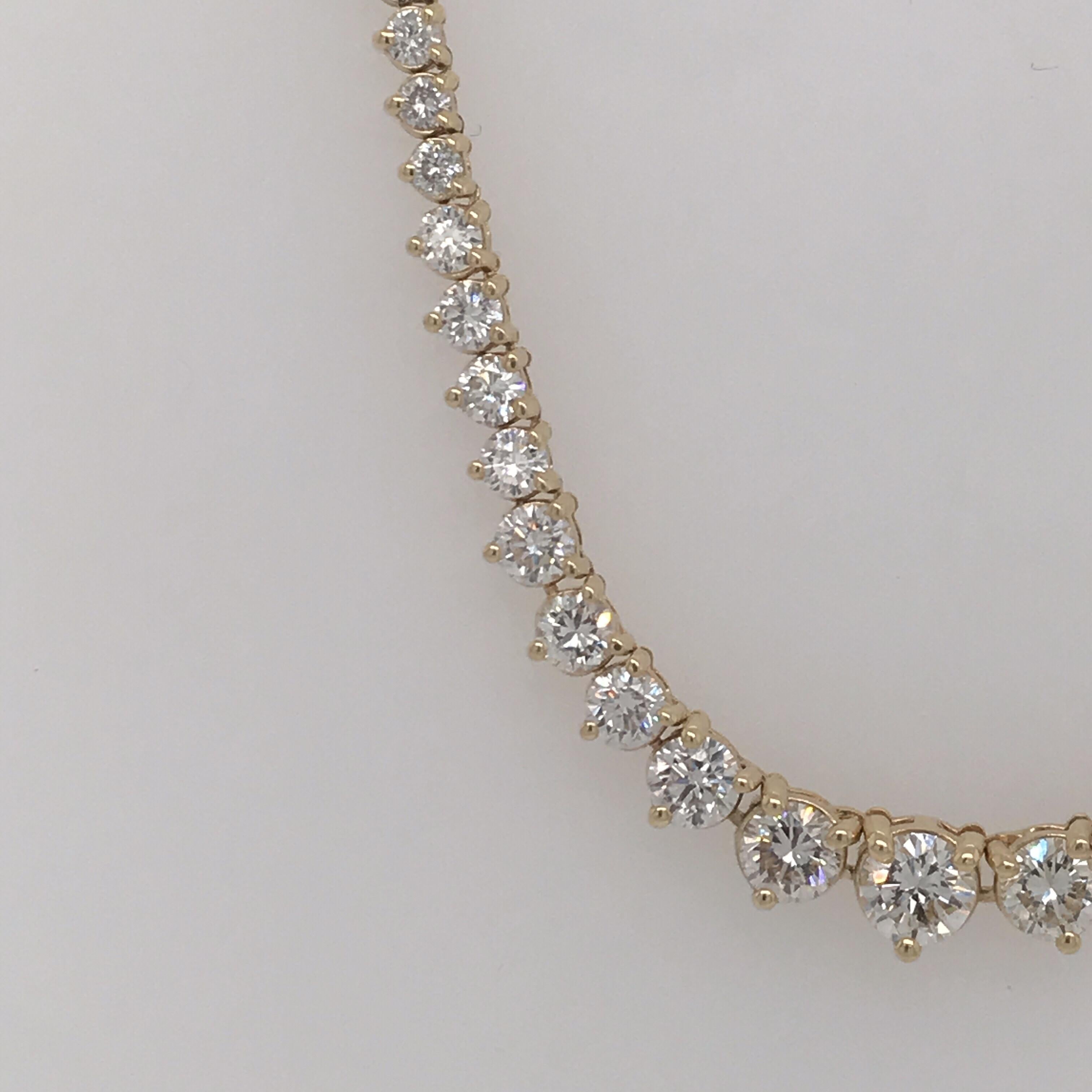 Diamant-Diamant- Riviere-Halskette 8 Karat 14 Karat Gelbgold (Zeitgenössisch)