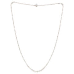Diamond Riviere Necklace Set in 18 Karat White Gold