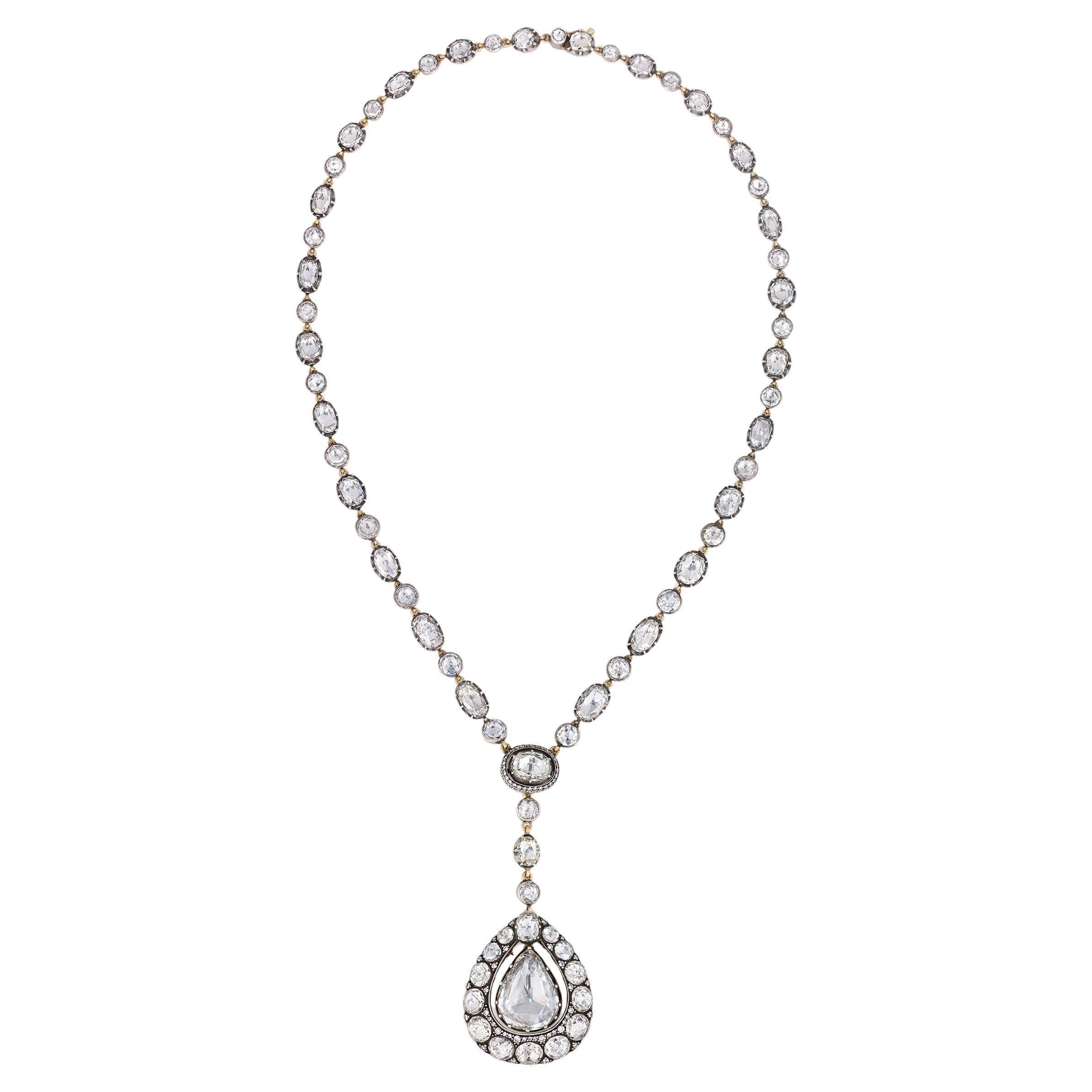Collana con ciondolo Rivière di diamanti, 38,35 carati in vendita