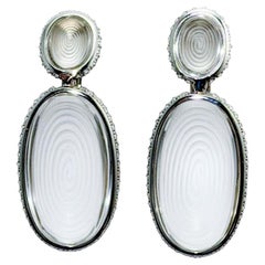 Diamond Rock Crystal Drop Earrings in 18k White Gold with 1.25 Carat Brilliants