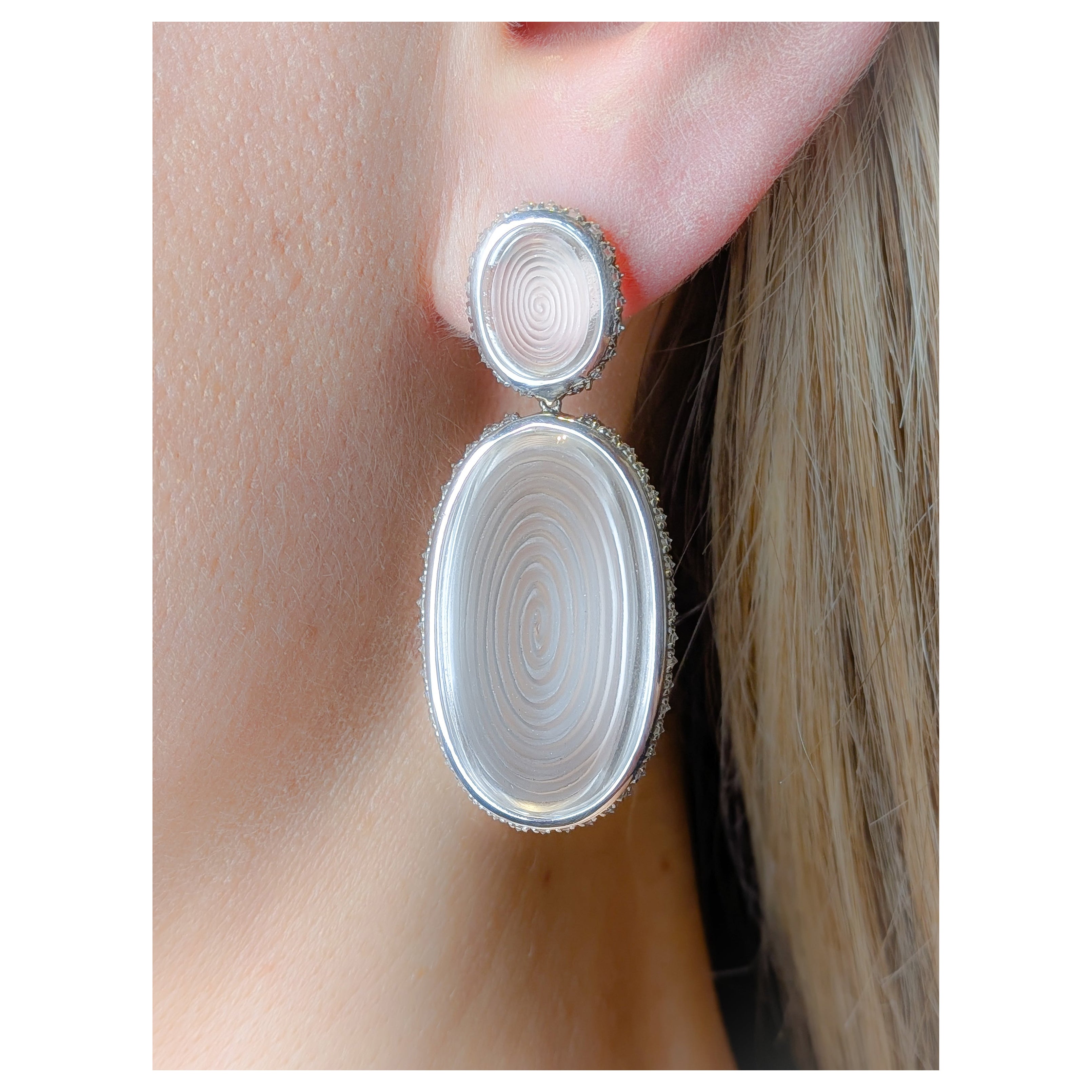 Diamond Rock Crystal Drop Earrings in 18k White Gold with 1.25 Carat Brilliants
