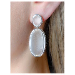 Diamond Rock Crystal Drop Earrings in 18k White Gold with 1.25 Carat Brilliants