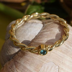 Diamond Rope Ring with Magic Blue Diamond Goldsmith Workmanship Bridal Ring