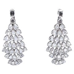 Diamond Rose Cut Chandelier Earrings 10.50 Carats 18K White Gold