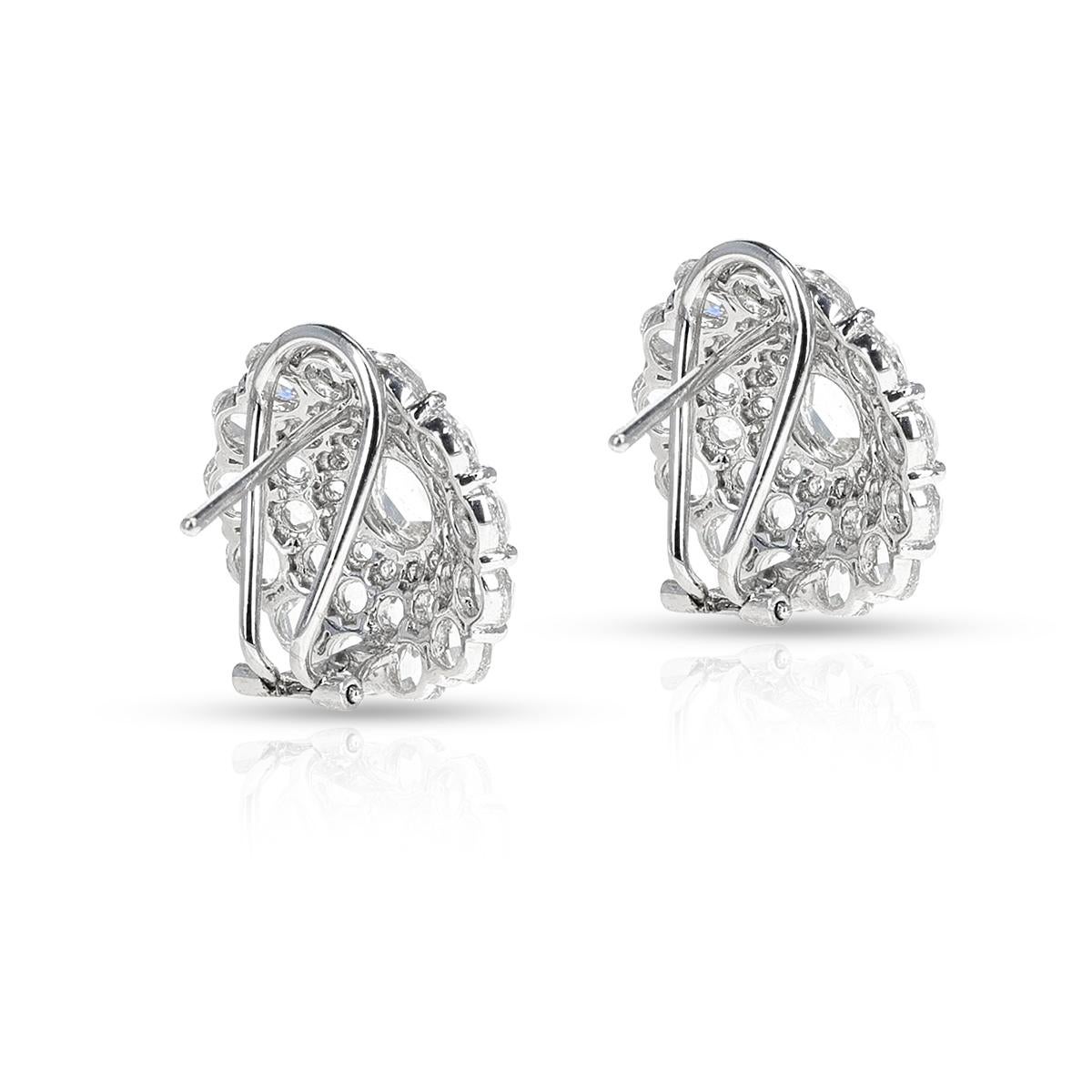 Women's or Men's Diamond Rose Cut Cluster Cocktail Earrings For Sale