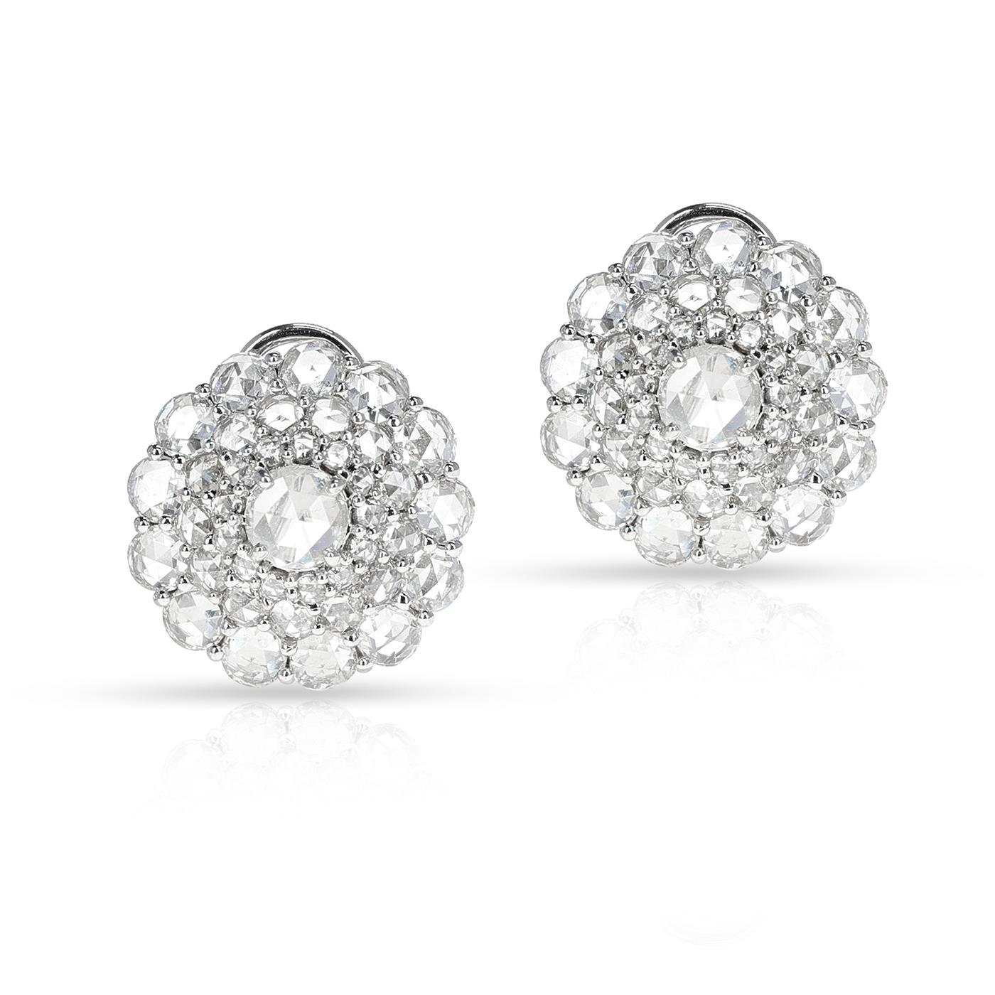 Diamond Rose Cut Cluster Cocktail Earrings For Sale 2