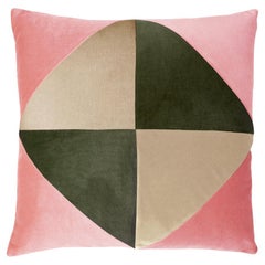 Diamond rose, dry green and beige Velvet Deluxe Patchwork Cushion