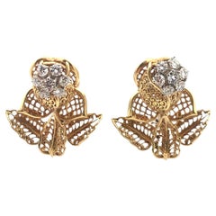 Diamond Rose Flower Earrings