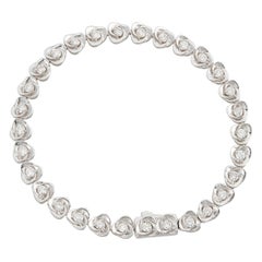 Diamond Rose Flower Line Eternity Bracelet 1.72 Carats 14k White Gold