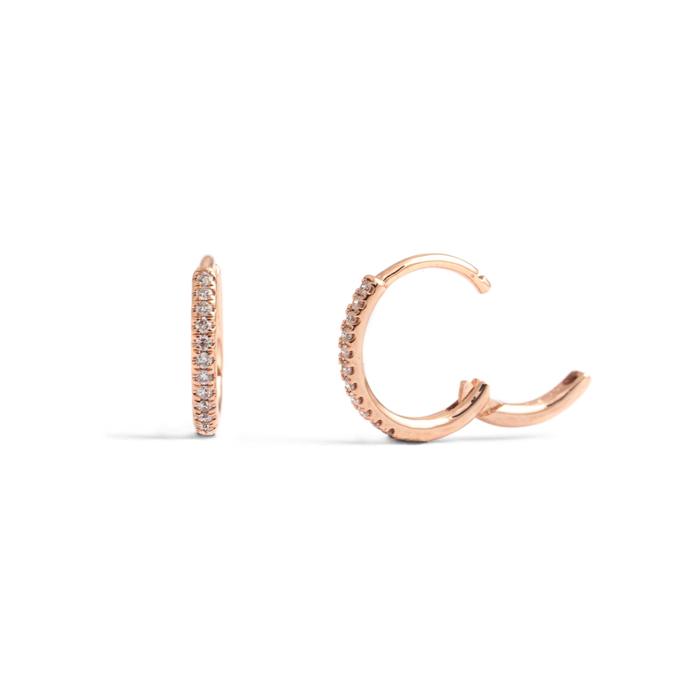 Earrings in rose gold 18K diamond 0.08 carat, estimated H color and Si1 clarity. 
Total gross weight: 1.03 grams.