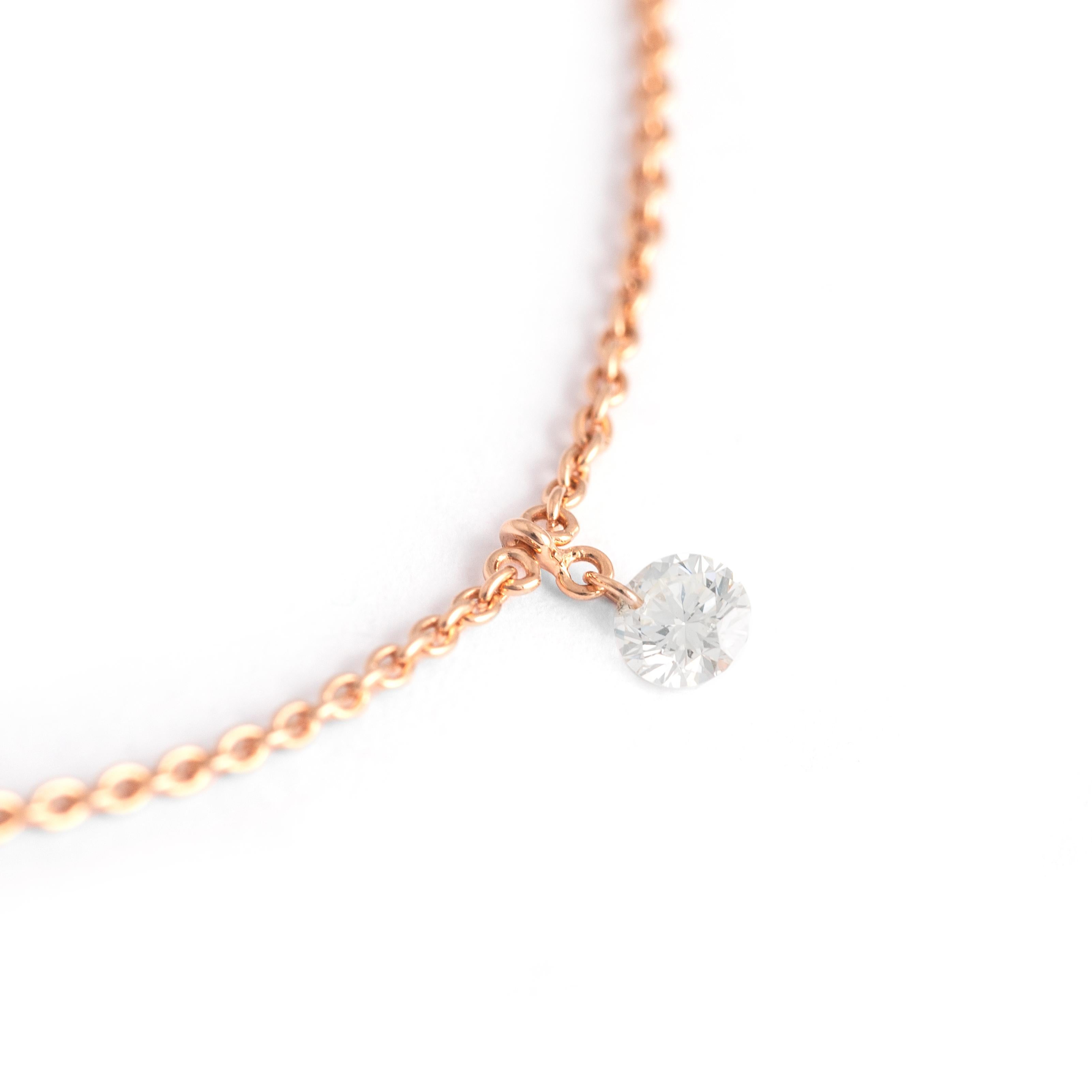 Women's or Men's Diamond Rose Gold 18K Necklace For Sale