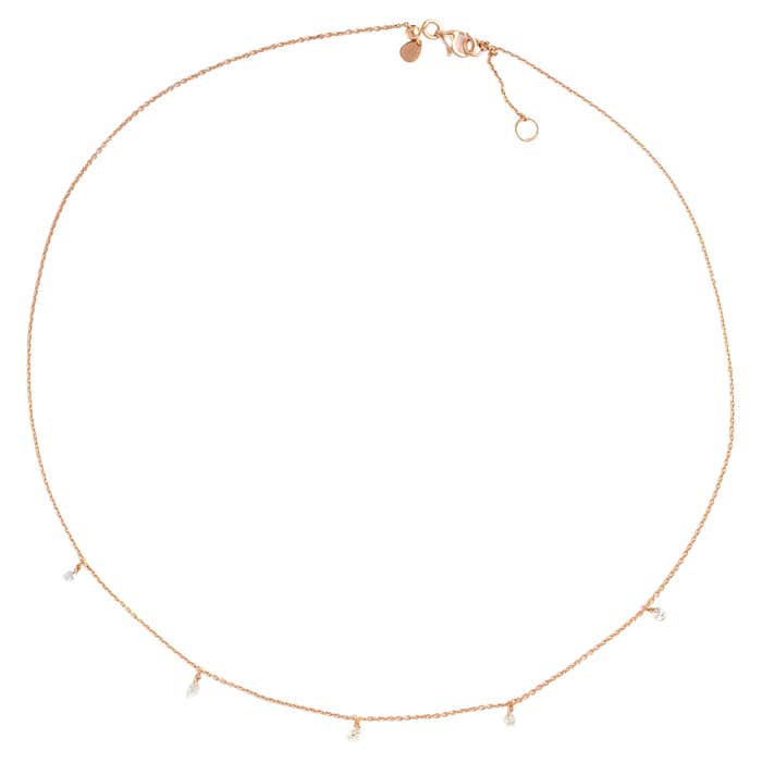 Diamond Rose Gold 18K Necklace For Sale at 1stDibs