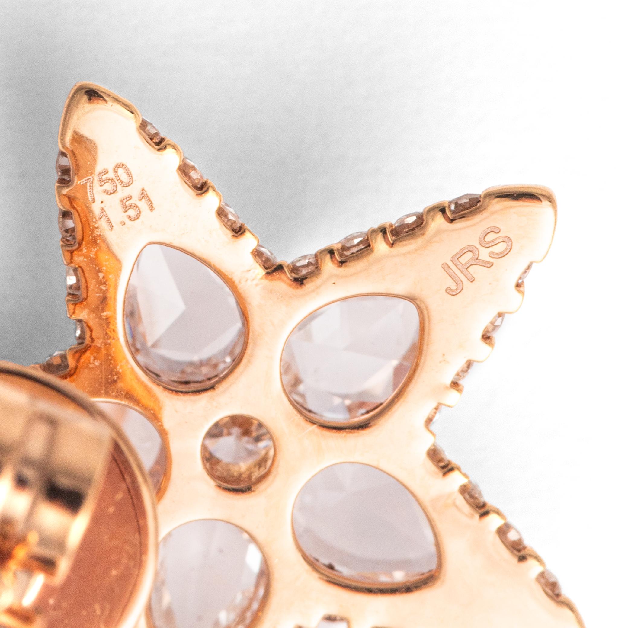 Diamant-Roségold 18K Stern-Ohrringe im Zustand „Neu“ im Angebot in Geneva, CH