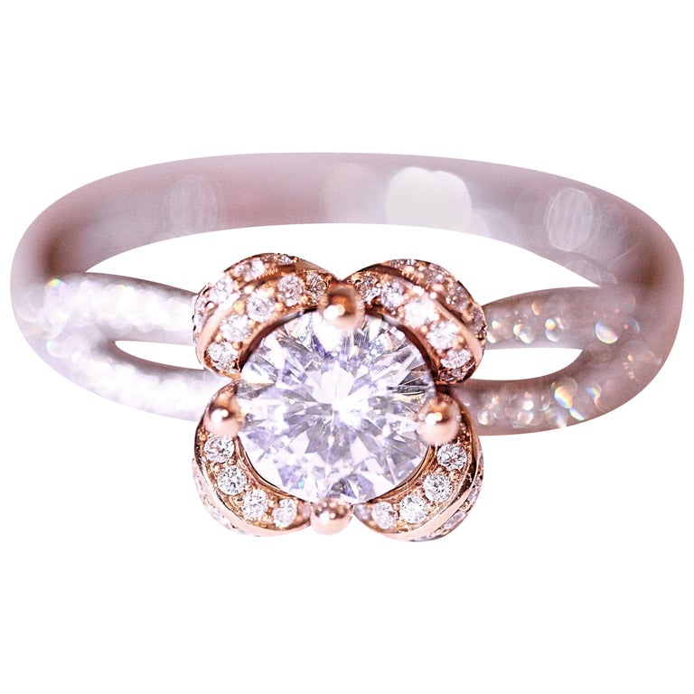 Diamond Rose Gold and White Gold Engagement Ring Right Hand Ring 18