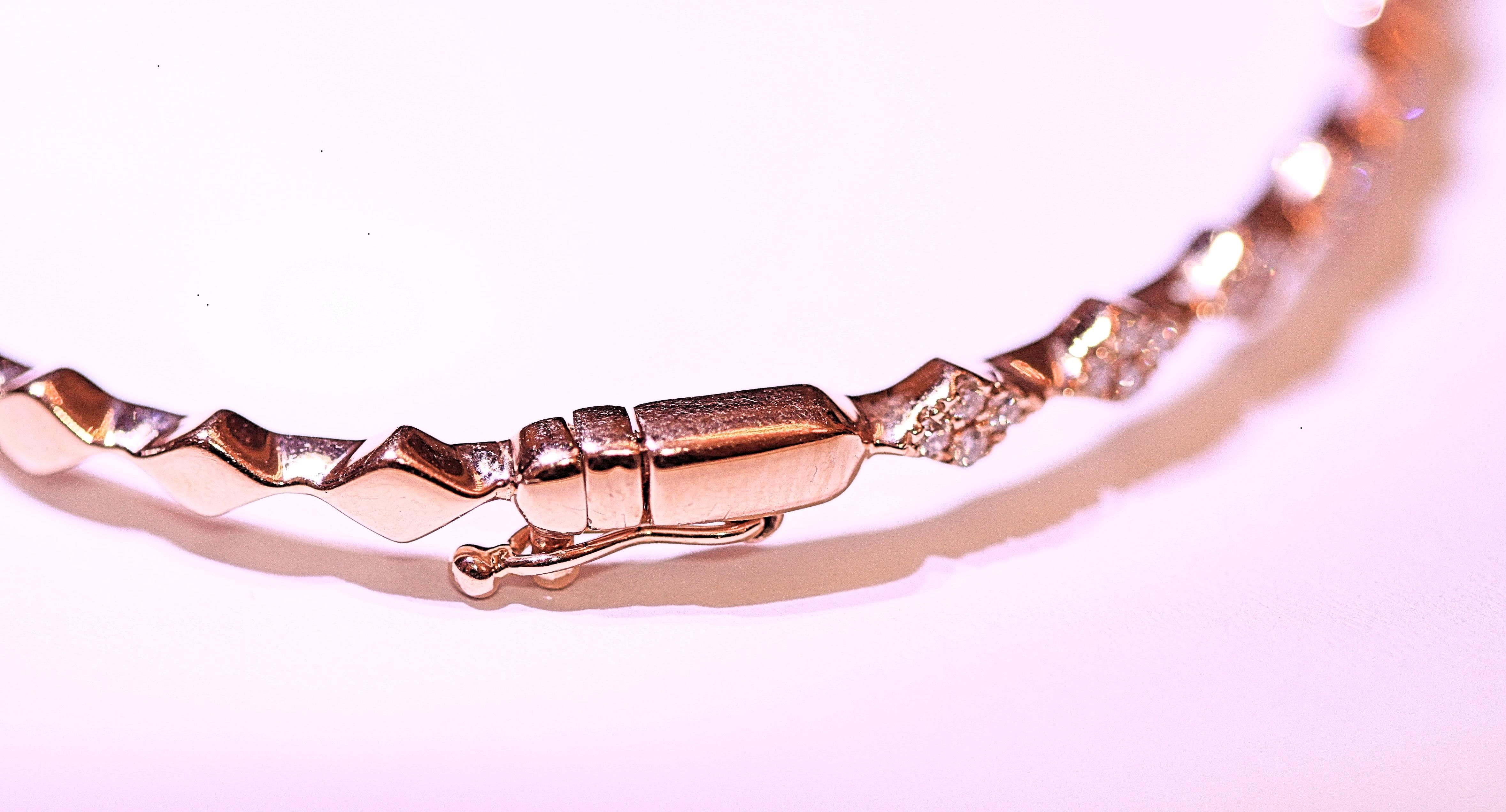 Diamond Rose Gold Bangle Bracelet .32 Carat Total of Round Brilliant Diamonds In New Condition For Sale In Melbourne, FL