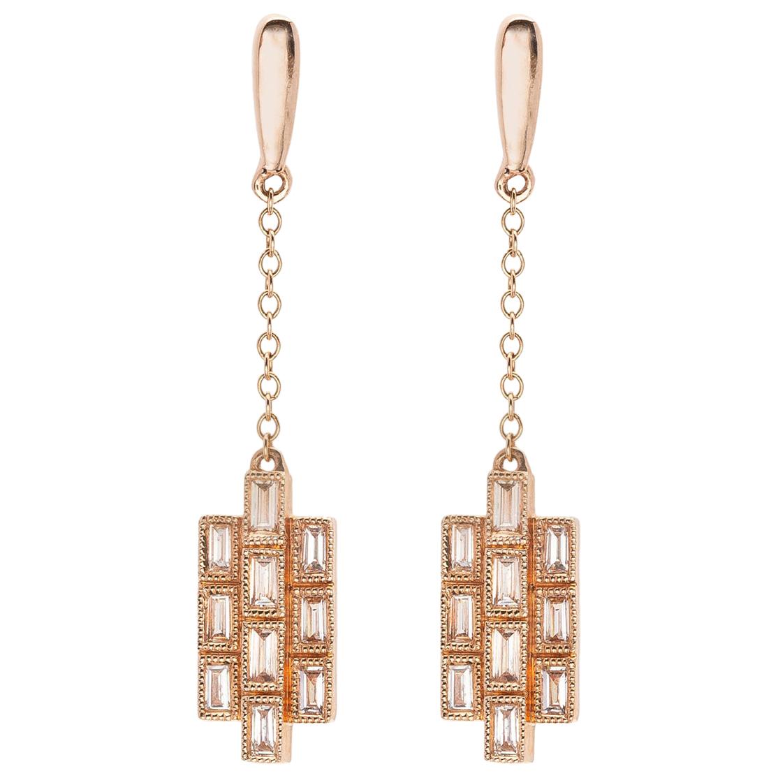 Diamond Rose Gold Drop Earrings