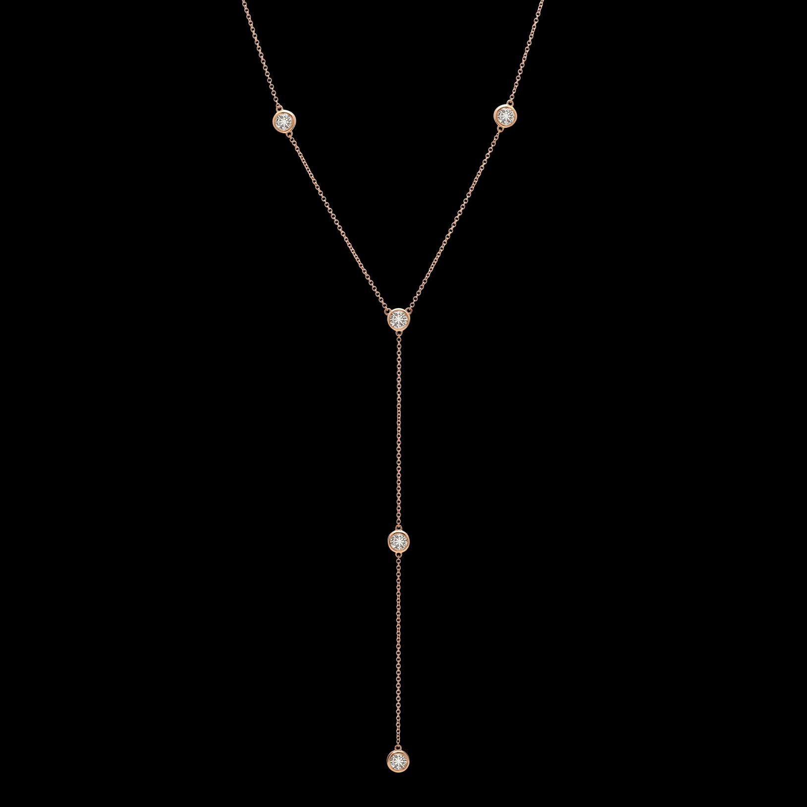 Diamond and Rose Gold Drop Necklace In New Condition In San Francisco, CA