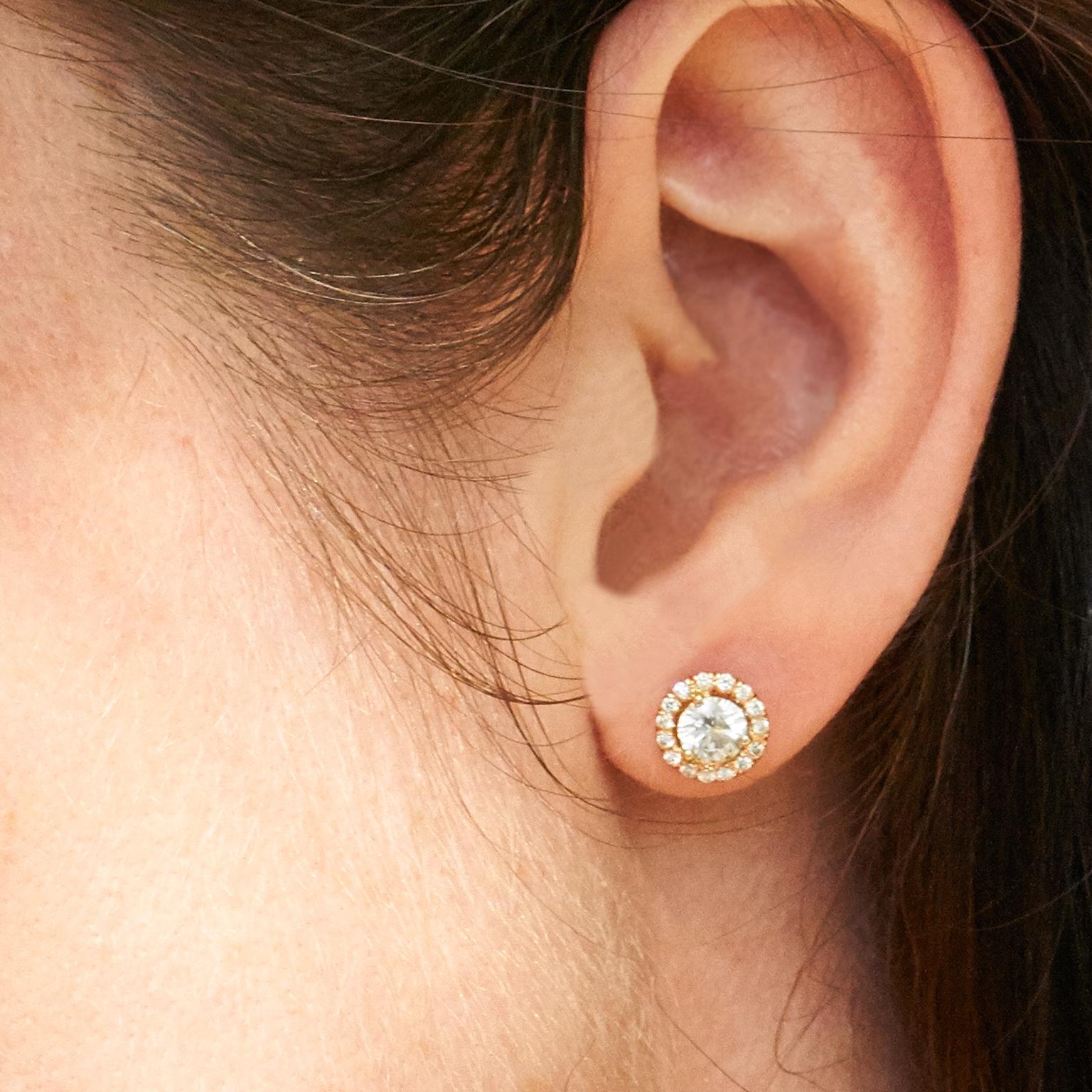 Women's or Men's Diamond Rose Gold Earrings