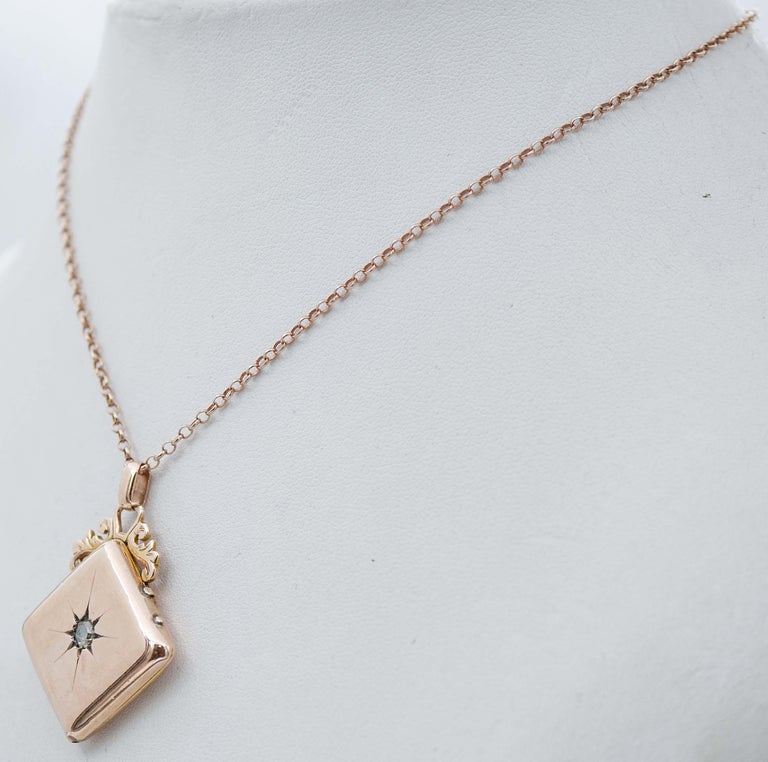 Diamond, Rose Gold Retrò Pendant Nacklace For Sale at 1stDibs
