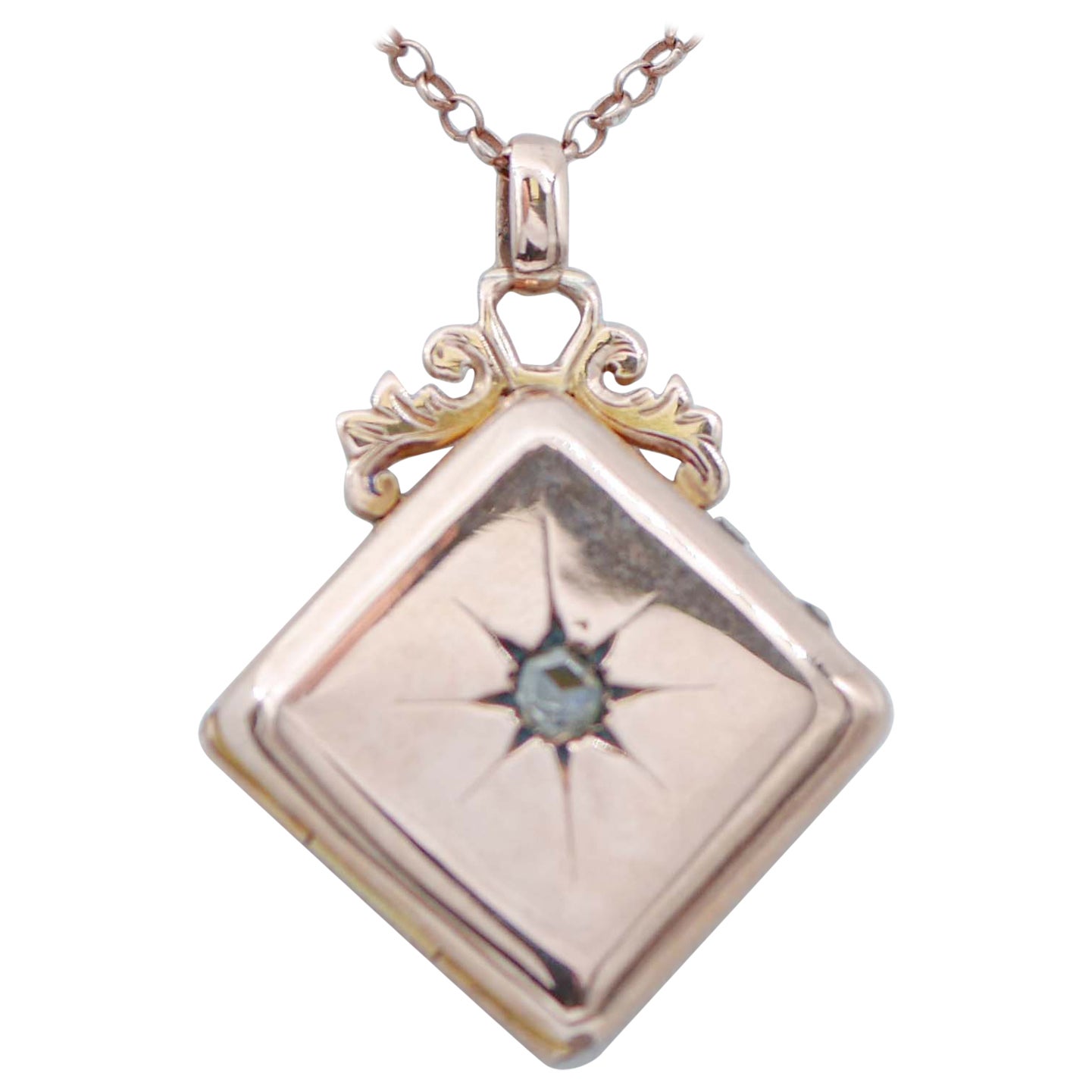 Pendentif Retrò en or rose et diamant Nacklace en vente