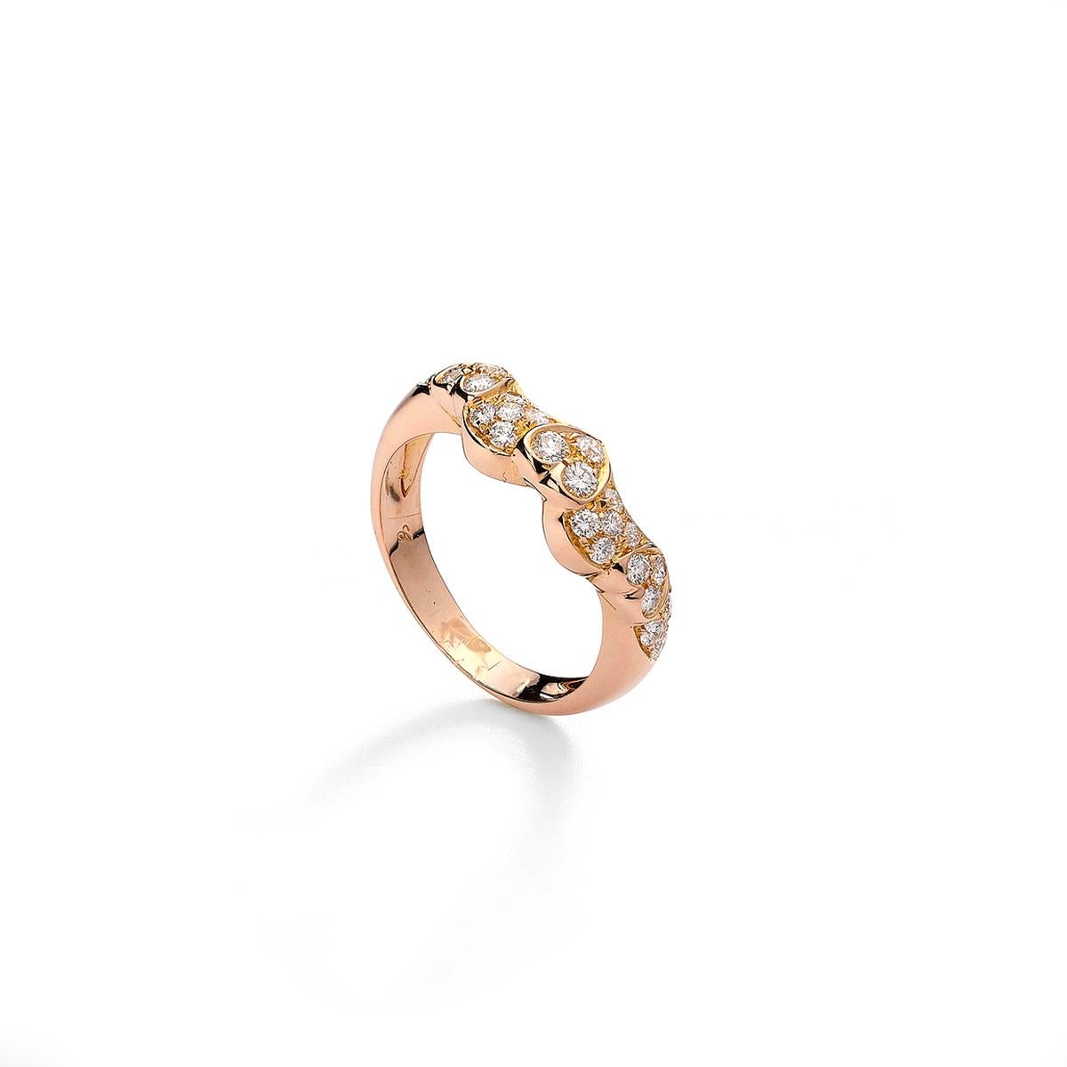 Ring in 18kt rose gold set with 25 diamonds 0.60 cts Size 55      