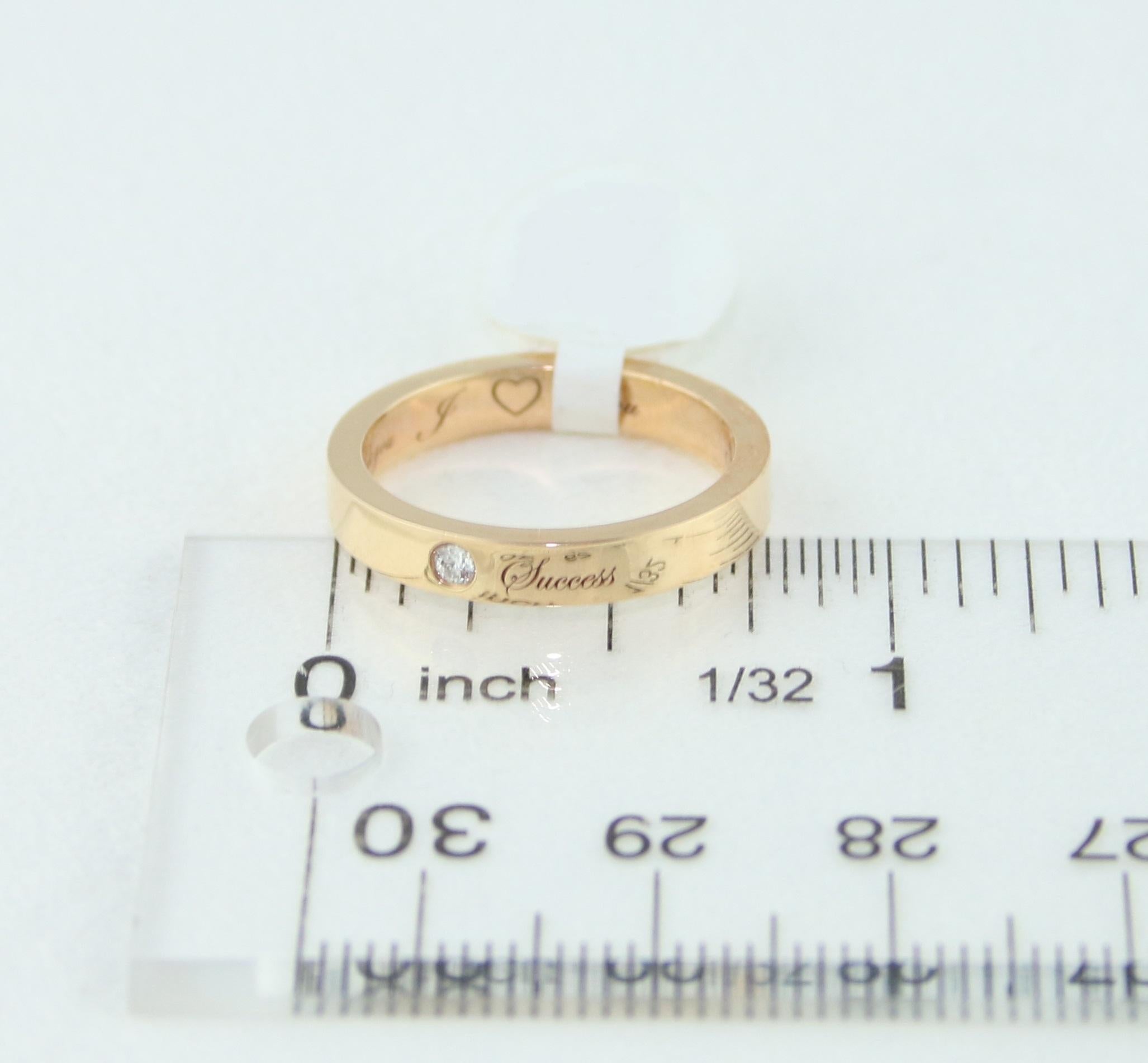 Round Cut Diamond Rose Gold Wedding Band with Inscriptions For Sale