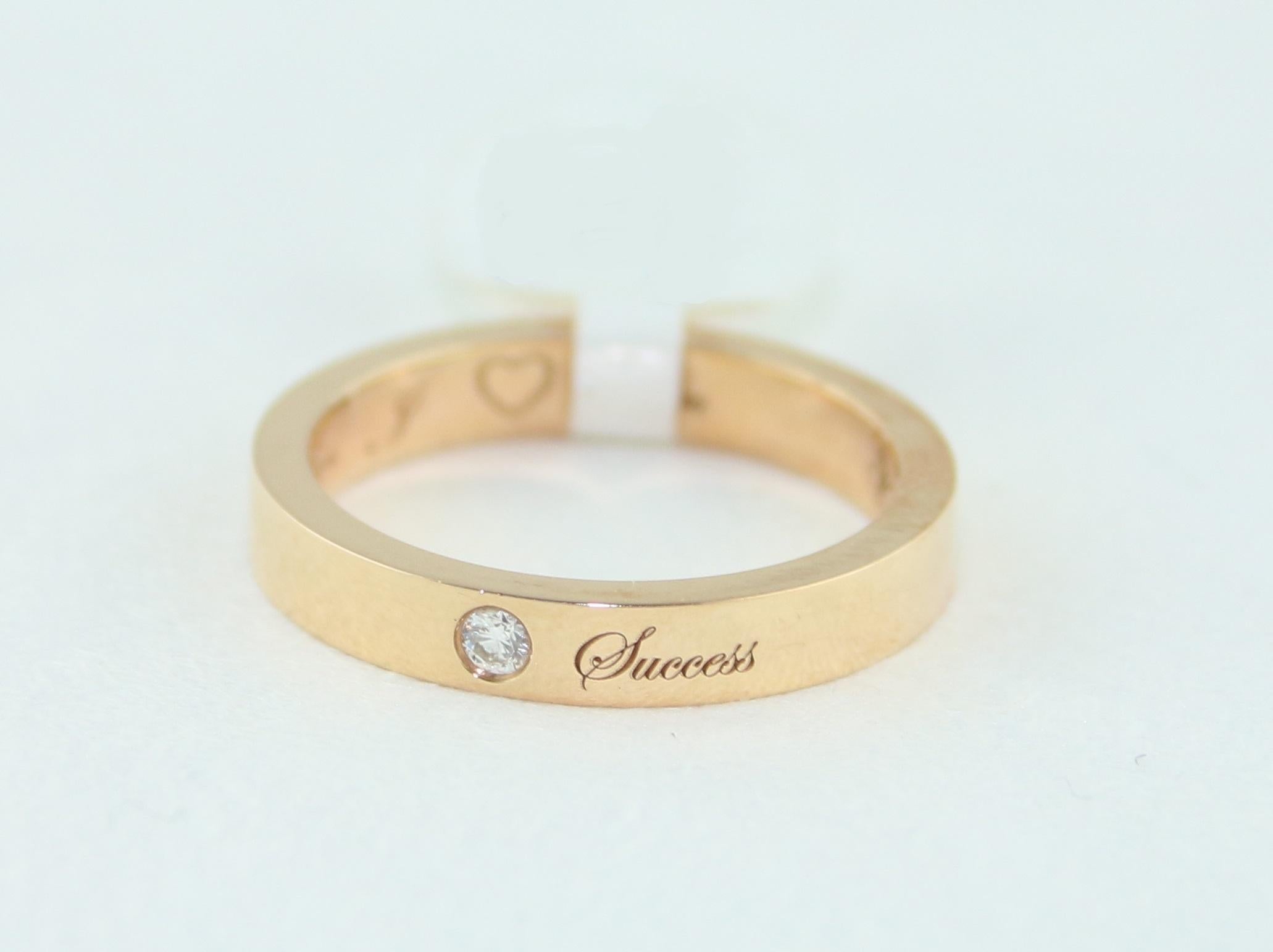 Diamond Rose Gold Wedding Band with Inscriptions In New Condition For Sale In New York, NY