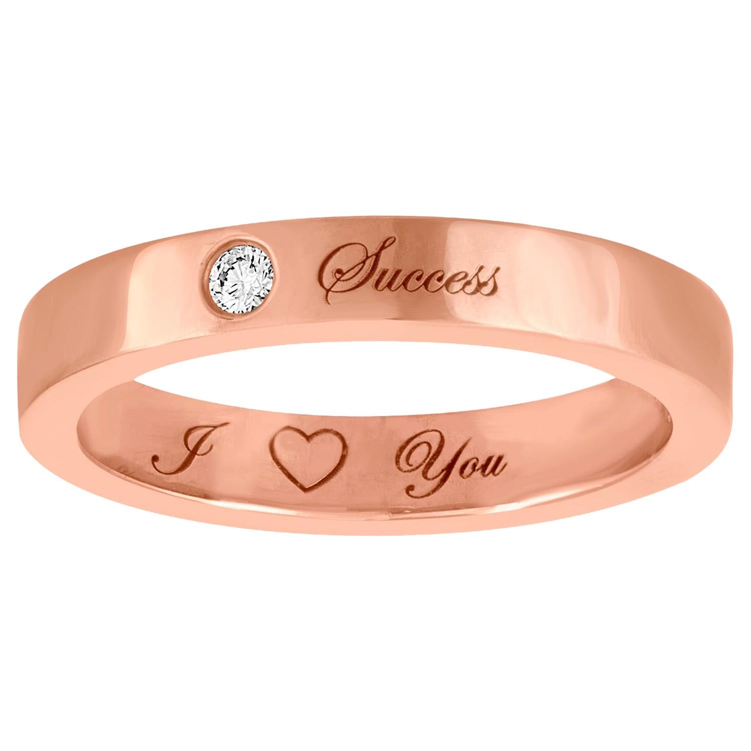 Diamond Rose Gold Wedding Band with Inscriptions